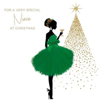 Niece Christmas Card - Very Special Niece Green Dress Niece Christmas Card - Very Special Niece Green Dress