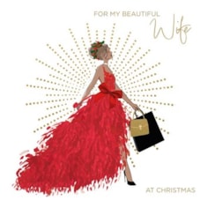 Wife  Christmas Card -  My Beautiful Wife Red Gown