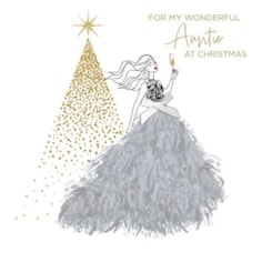 Auntie Christmas Card -  Wonderful Auntie Silver Gown