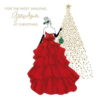 Grandma Christmas Card - Most Amazing Grandma Red Gown