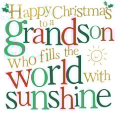 Grandson Christmas Card -  Grandson Who Fills The World With Sunshine