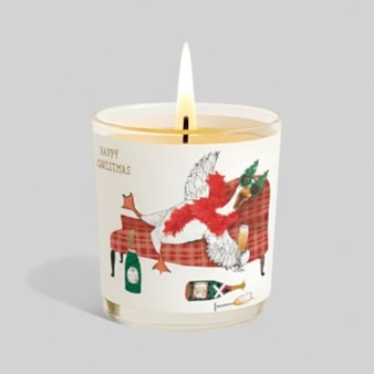 Vanilla Scented Christmas Candle - Goose Drinking Champagne