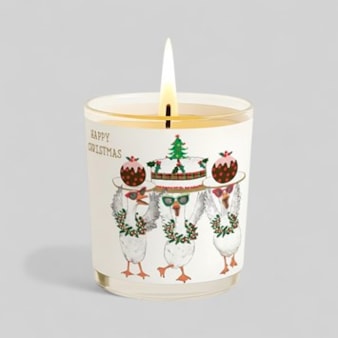 Vanilla Scented Christmas Candle - Geese With Christmas Pudding Vanilla Scented Christmas Candle - Geese With Christmas Pudding