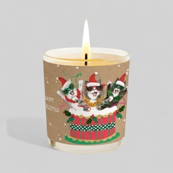 Vanilla Scented Christmas Candle - Christmas Cats In A Cake