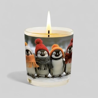 Vanilla Scented Christmas Candle - Penguins In Wooly Hats Vanilla Scented Christmas Candle - Penguins In Wooly Hats