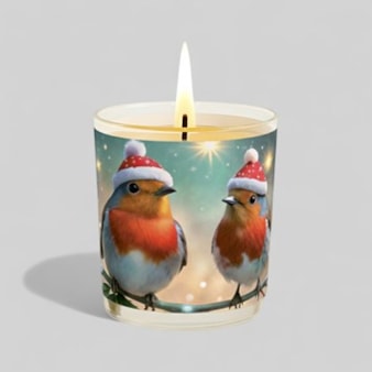 Vanilla Scented Christmas Candle - Robins In Santa Hats