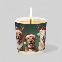 Vanilla Scented Christmas Candle - Dogs In Santa Hats