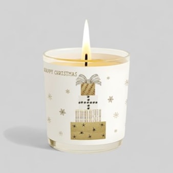 Vanilla Scented Christmas Candle - Happy Christmas Stack Of Presents Vanilla Scented Christmas Candle - Happy Christmas Stack Of Presents
