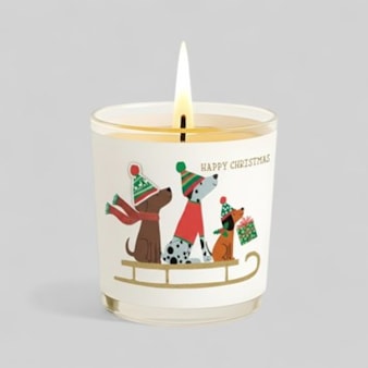 Vanilla Scented Christmas Candle - Dogs On A Sleigh
