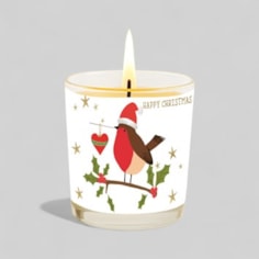 Vanilla Scented Christmas Candle - Robin On A Branch