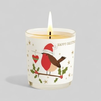 Vanilla Scented Christmas Candle - Robin On A Branch