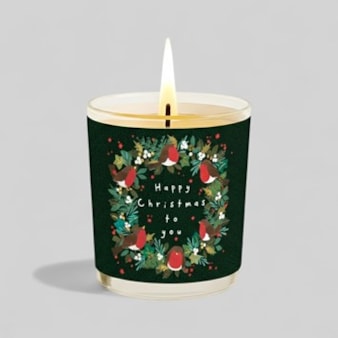 Vanilla Scented Christmas Candle - Robins On A Wreath