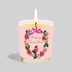 Vanilla Scented Christmas Candle - Christmas Wreath & Robin