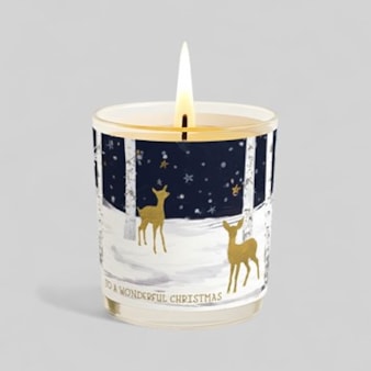 Vanilla Scented Christmas Candle - Deer In A Snowy Woodland