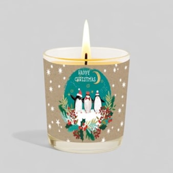 Vanilla Scented Christmas Candle - Christmas Penguins
