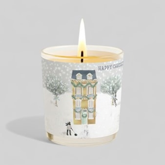 Vanilla Scented Christmas Candle - Gold House In The Snow