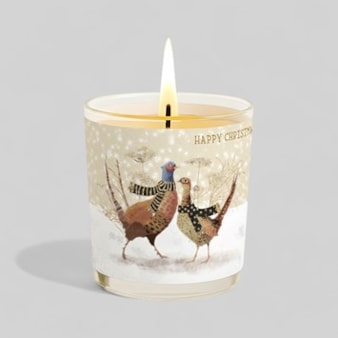 Vanilla Scented Christmas Candle - Pheasants In The Snow