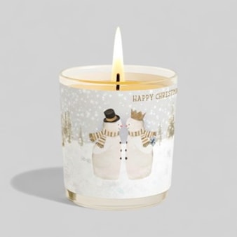 Vanilla Scented Christmas Candle - Two Snowmen