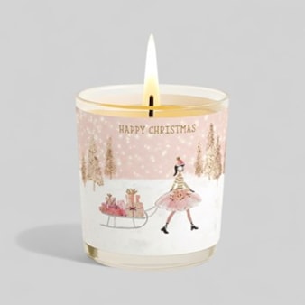 Vanilla Scented Christmas Candle - Girl With Sleigh Of Gifts Vanilla Scented Christmas Candle - Girl With Sleigh Of Gifts