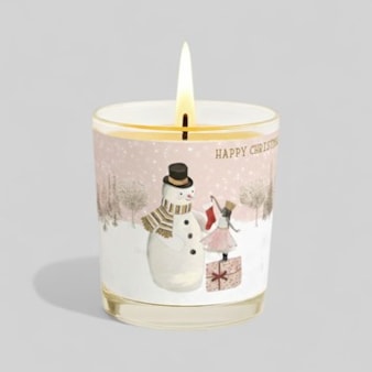 Vanilla Scented Christmas Candle - Snowman And Girl