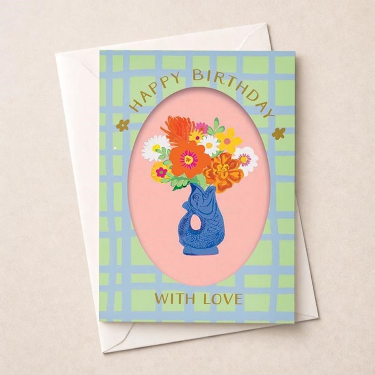 Birthday Card - Fish Jug With Flowers Birthday Card - Fish Jug With Flowers