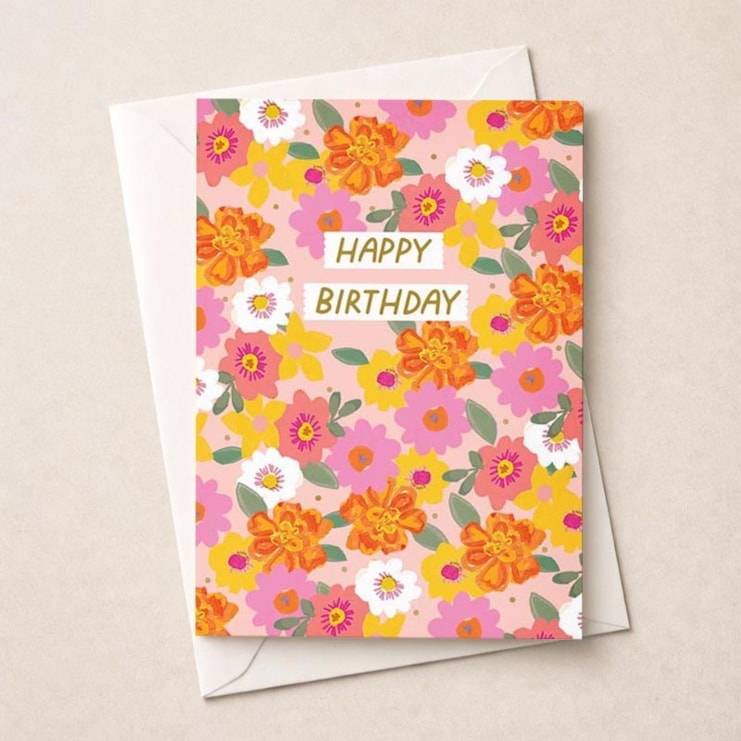 Birthday Card - Birthday Floral Print Birthday Card - Birthday Floral Print