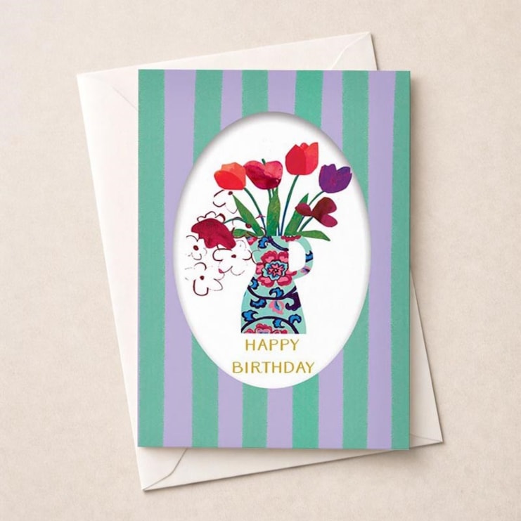 Birthday Card - Birthday Vase Of Flowers Birthday Card - Birthday Vase Of Flowers