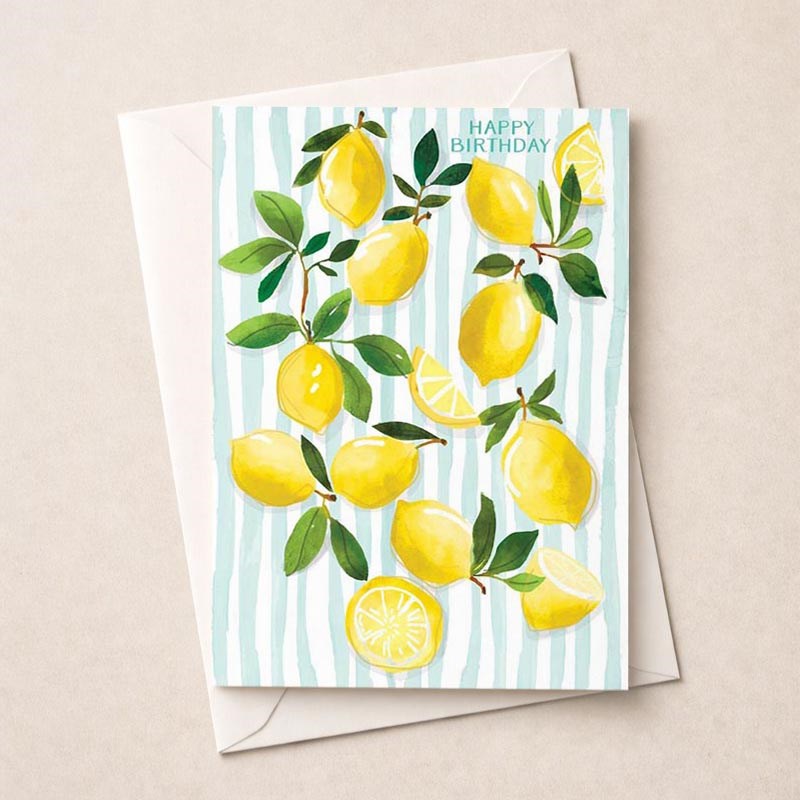 An image of Birthday Card - Candy Stripe Lemons