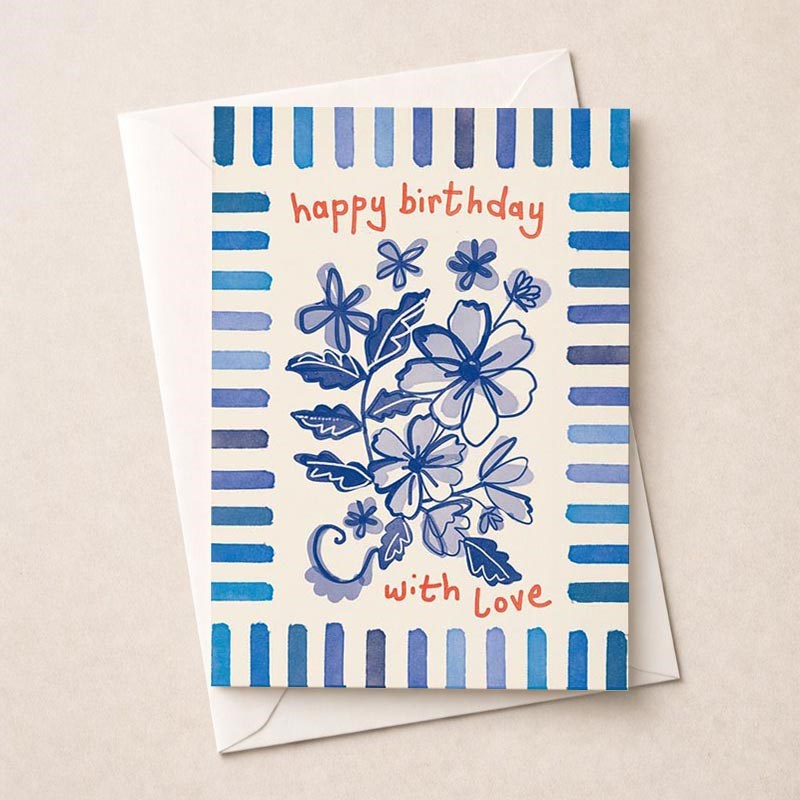 An image of Birthday Card - Blue Flowers