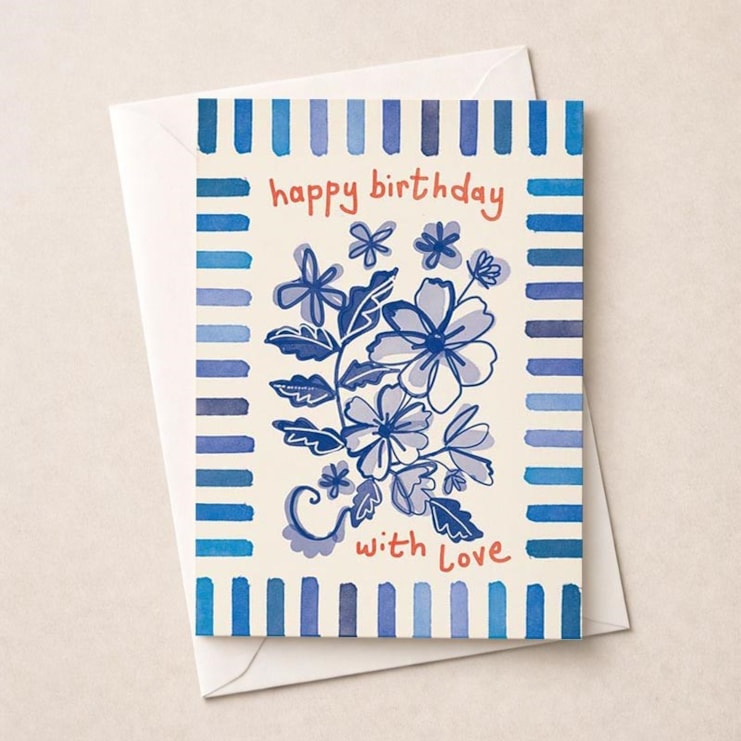 Birthday Card - Blue Flowers Birthday Card - Blue Flowers