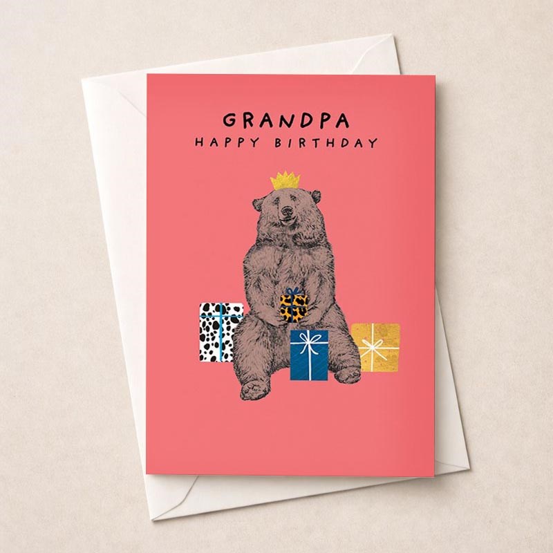 An image of Grandpa Birthday Card - Grandpa Bear With Gifts