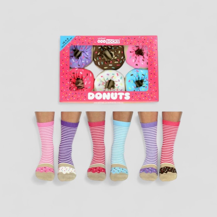 Six Donut Oddsocks in a Box Six Donut Oddsocks in a Box