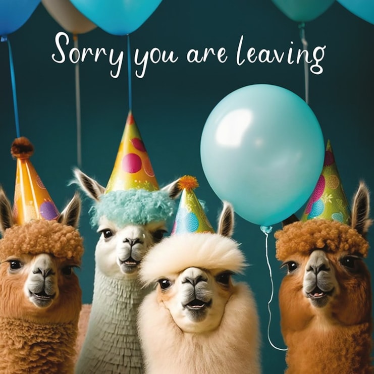 Large Sorry You're Leaving Card - Llamas Large Sorry You're Leaving Card - Llamas