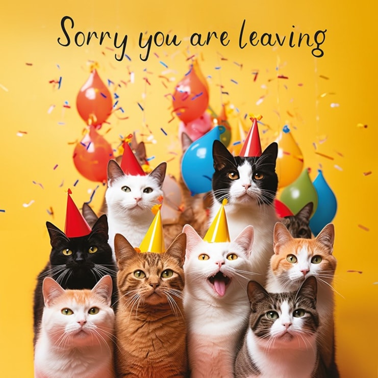 Large Sorry You're Leaving Card - Cats