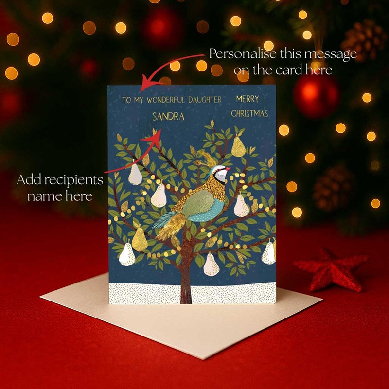 An image of Personalised Christmas Card - Partridge In A Pear Tree