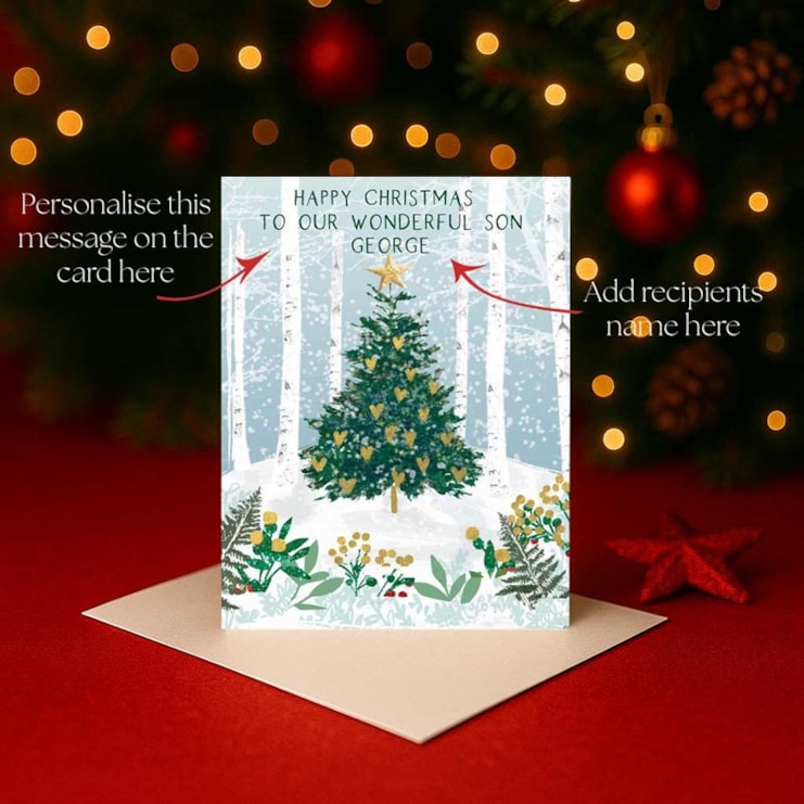 Personalised Christmas Card - Christmas Tree In A Forest