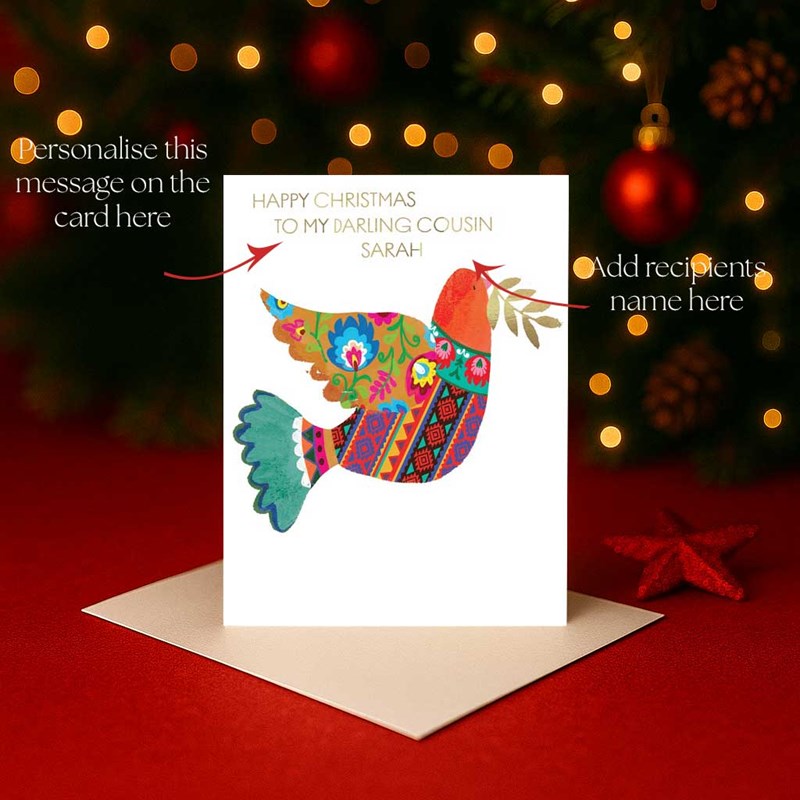 An image of Personalised Christmas Card - Dove