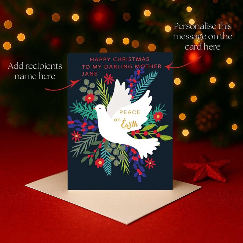 An image of Personalised Christmas Card - Dove