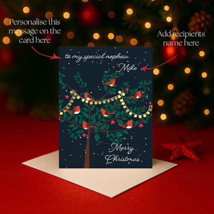 Personalised Christmas Card - Robins In A Tree Personalised Christmas Card - Robins In A Tree