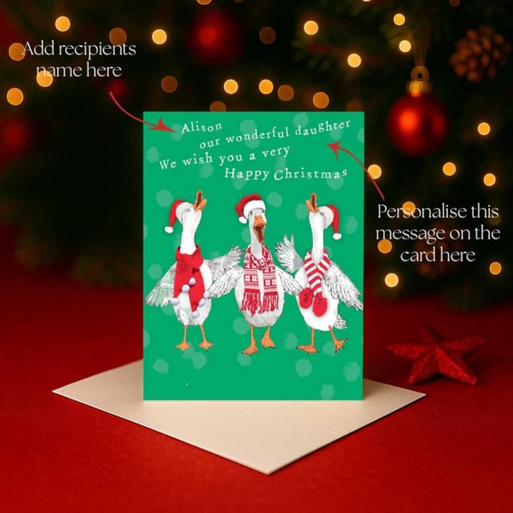 Personalised Christmas Card - Singing Geese Personalised Christmas Card - Singing Geese
