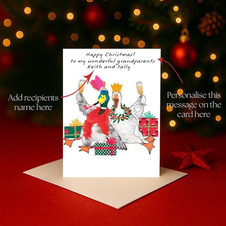 Personalised Christmas Card - Party Duck & Goose Personalised Christmas Card - Party Duck & Goose