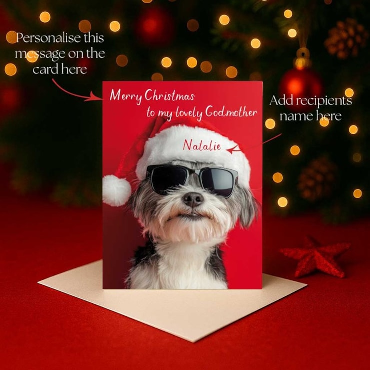 Personalised Christmas Card - Christmas Dog In A Santa Hat Personalised Christmas Card - Christmas Dog In A Santa Hat