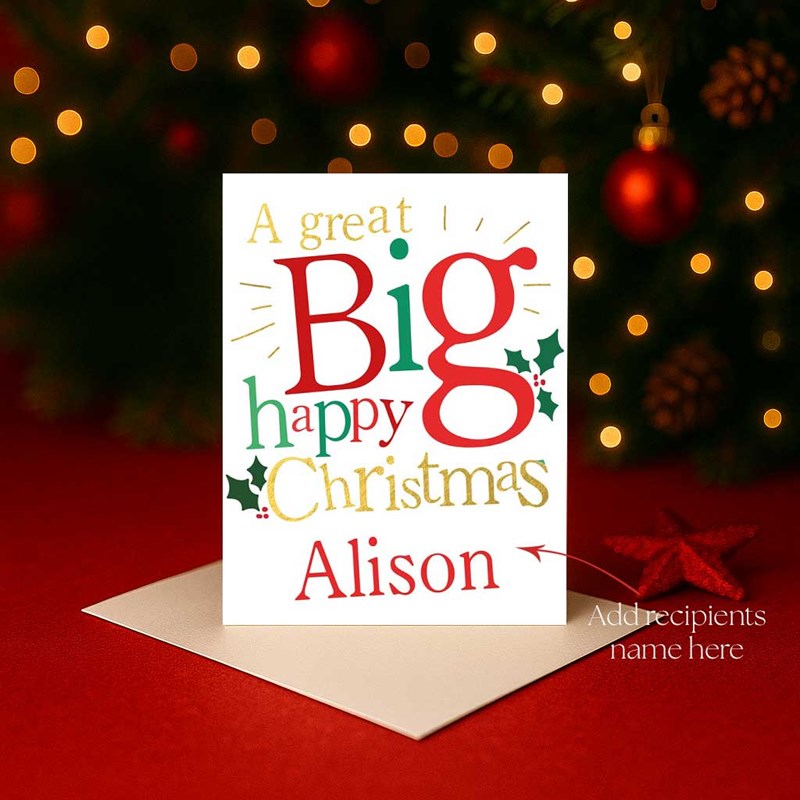 An image of Personalised Christmas Card - Big Happy Christmas