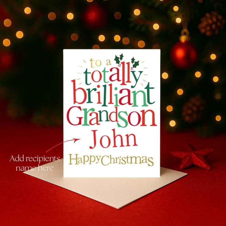 Personalised Christmas Card - Totally Brilliant Grandson
