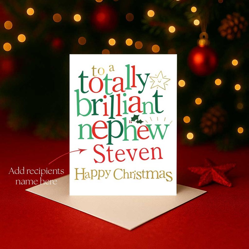 An image of Personalised Christmas Card - Totally Brilliant Nephew
