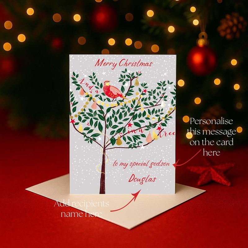 An image of Personalised Christmas Card - Partridge In A Pear Tree