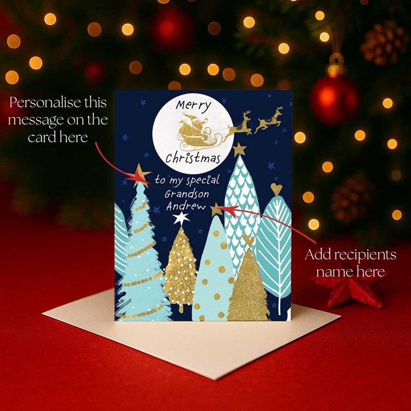 An image of Personalised Christmas Card - Santa In The Sky