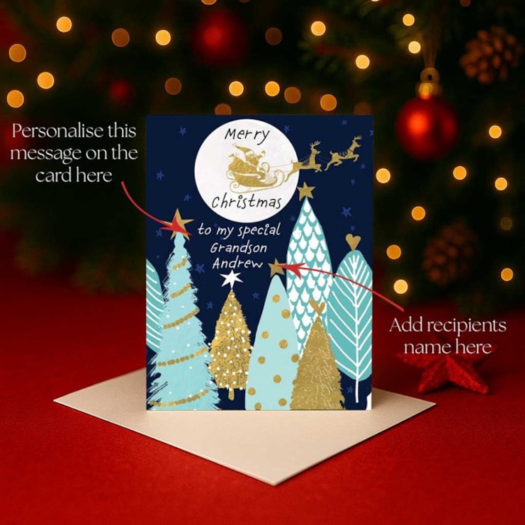 Personalised Christmas Card - Santa In The Sky