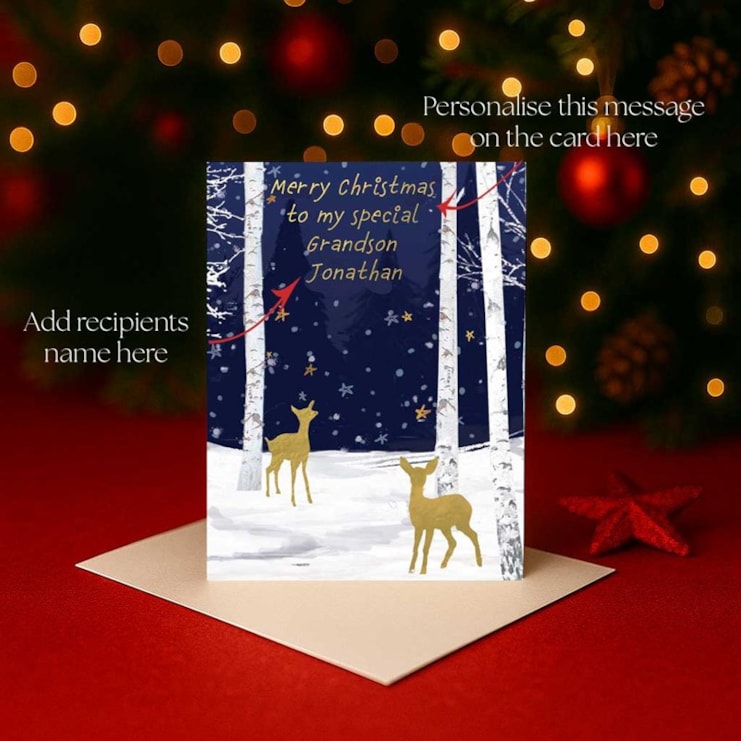 Personalised Christmas Card - Deer In A Forest Personalised Christmas Card - Deer In A Forest