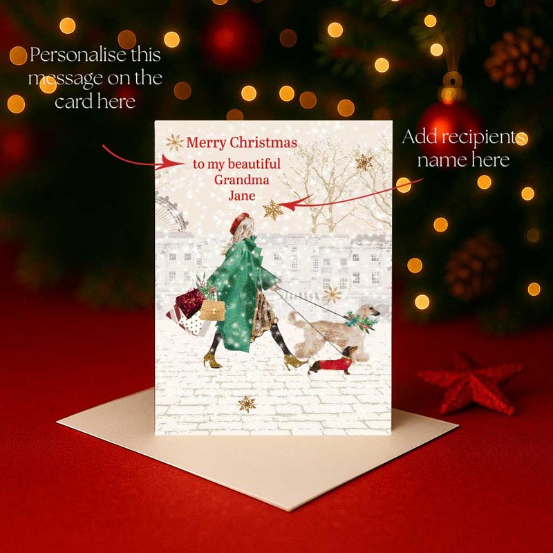 An image of Personalised Christmas Card - Christmas Shopping With The Dogs